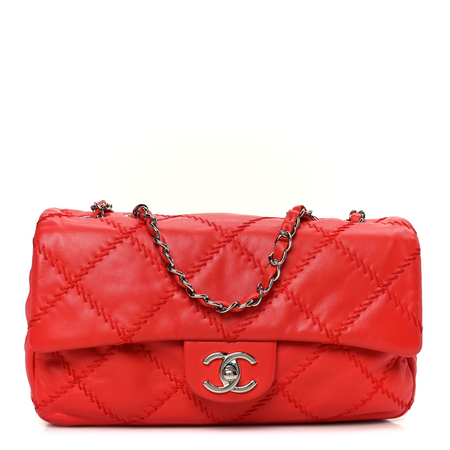Lambskin Ultimate Stitch Flap Red