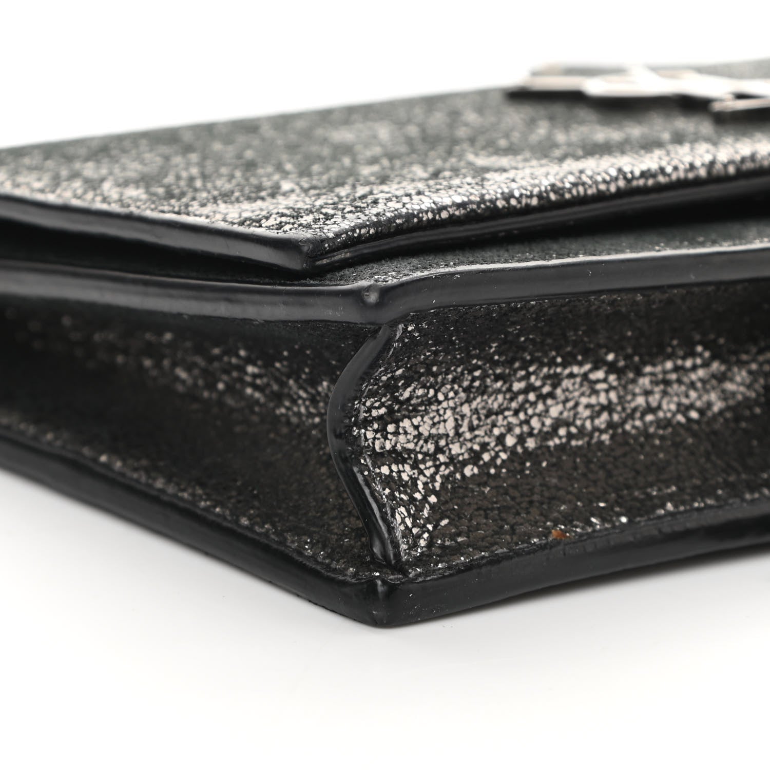 Saint Laurent Metallic Calfskin Classic Monogram Kate Tassel Chain Wallet Gun Metal 8 of 17