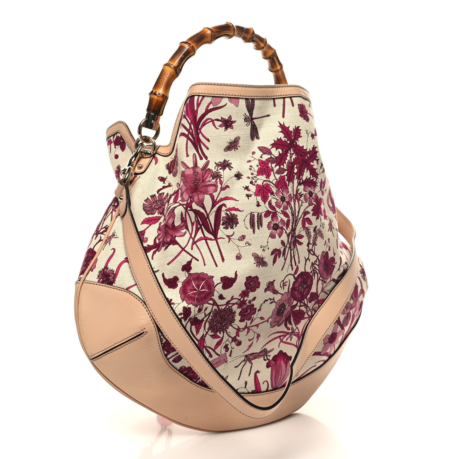 Gucci Canvas Floral Flora Peggy Bamboo Top Handle Hobo 3 of 11
