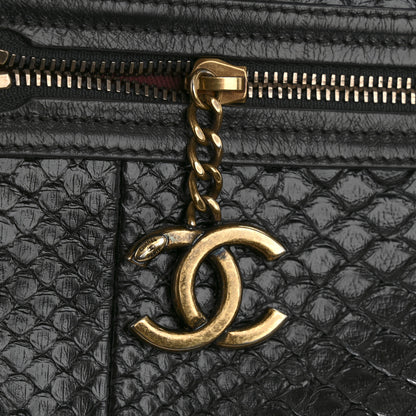Chanel Snakeskin Glazed Calfskin Quilted Urban Mix Tote Black 12 of 16