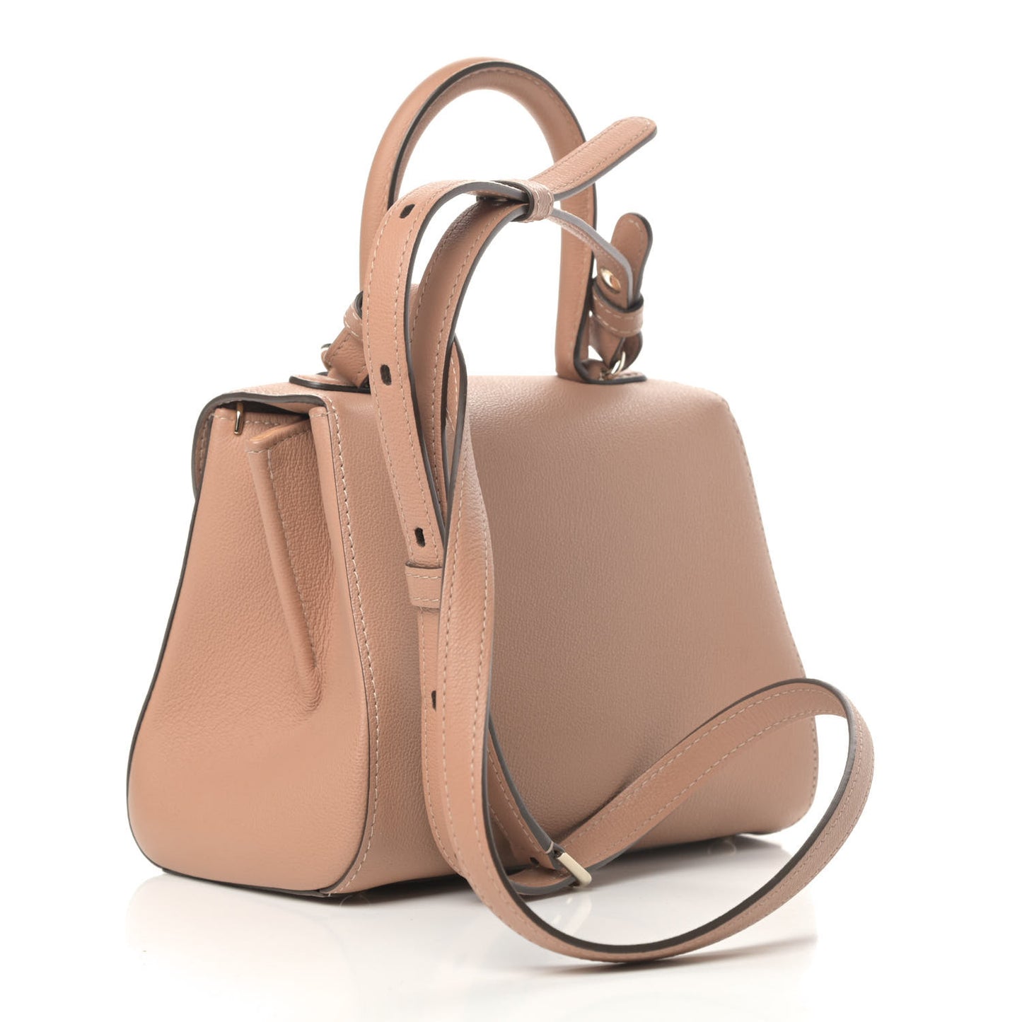 Grained Calfskin Mini Brillant Satchel Nude