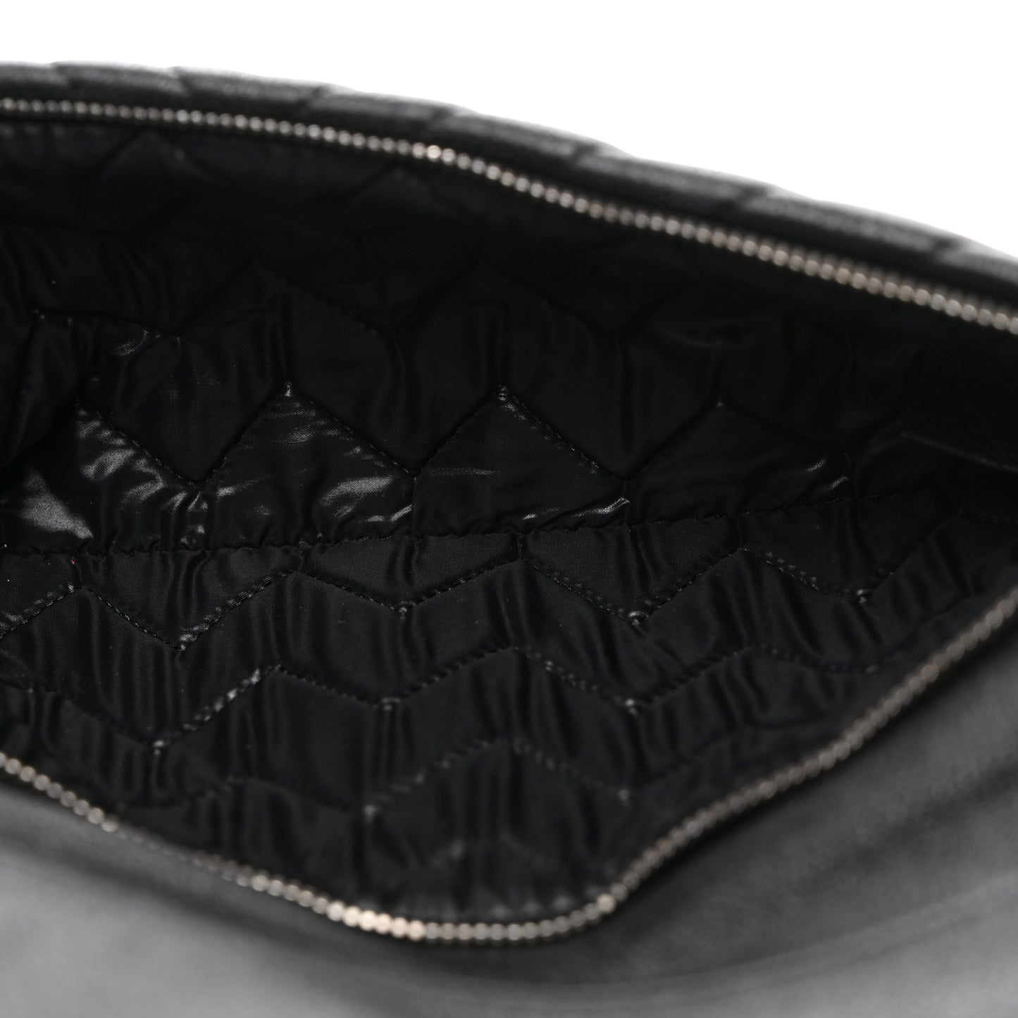 Calfskin Chevron CC Beauty Clutch Black