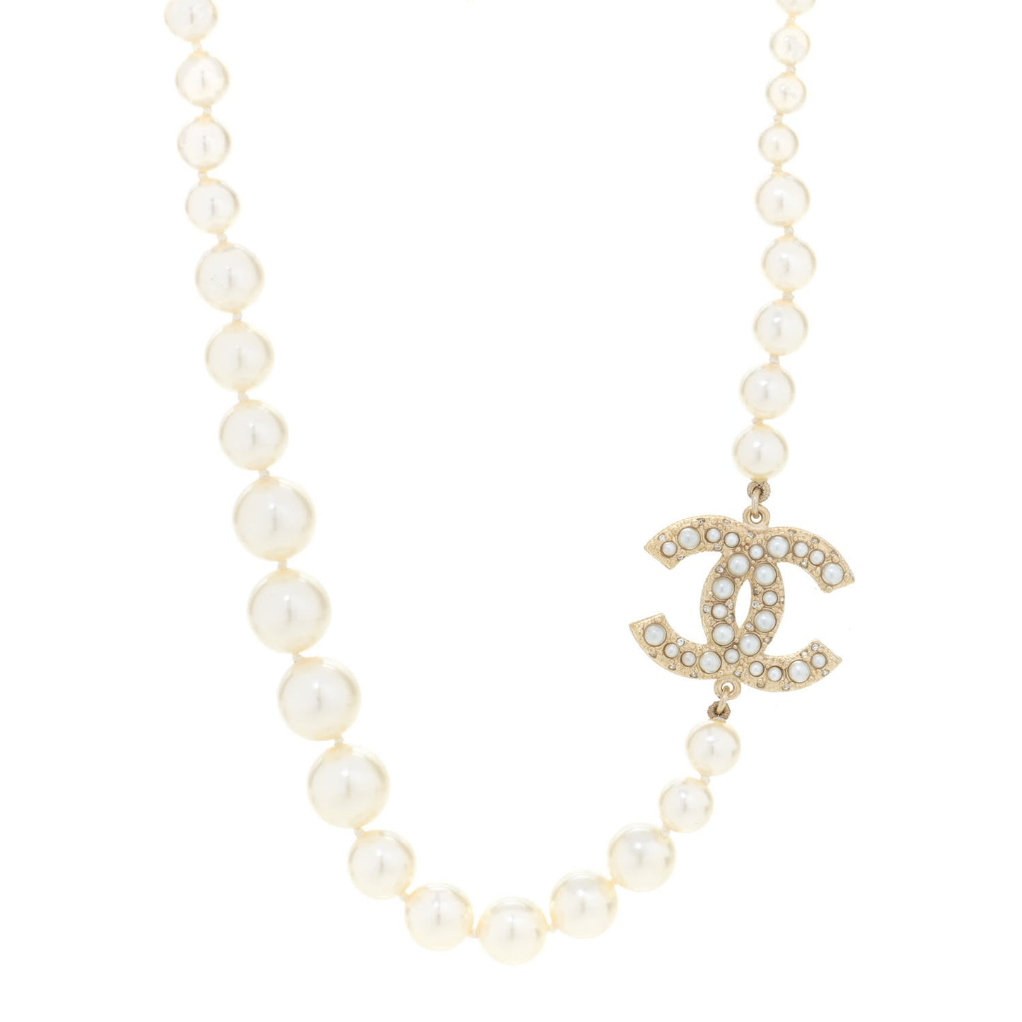 Pearl CC 100th Anniversary Necklace Light Gold