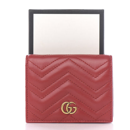Gucci Calfskin Matelasse GG Marmont Card Case Hibiscus Red 7 of 7