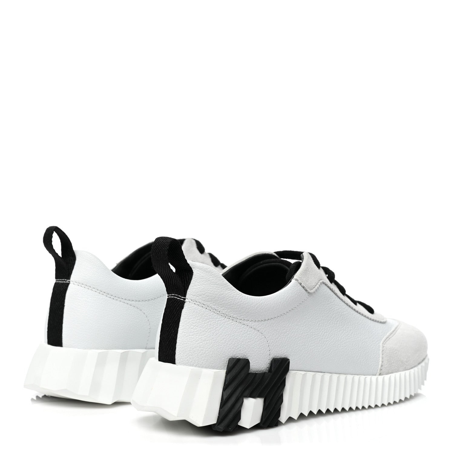 Hermes Goatskin Suede Goatskin Bouncing Sneakers 35.5 White Black 4 of 8