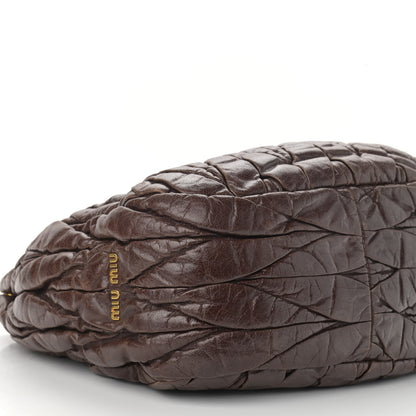 Miu Miu Nappa Matelasse Top Handle Satchel Brown 8 of 14