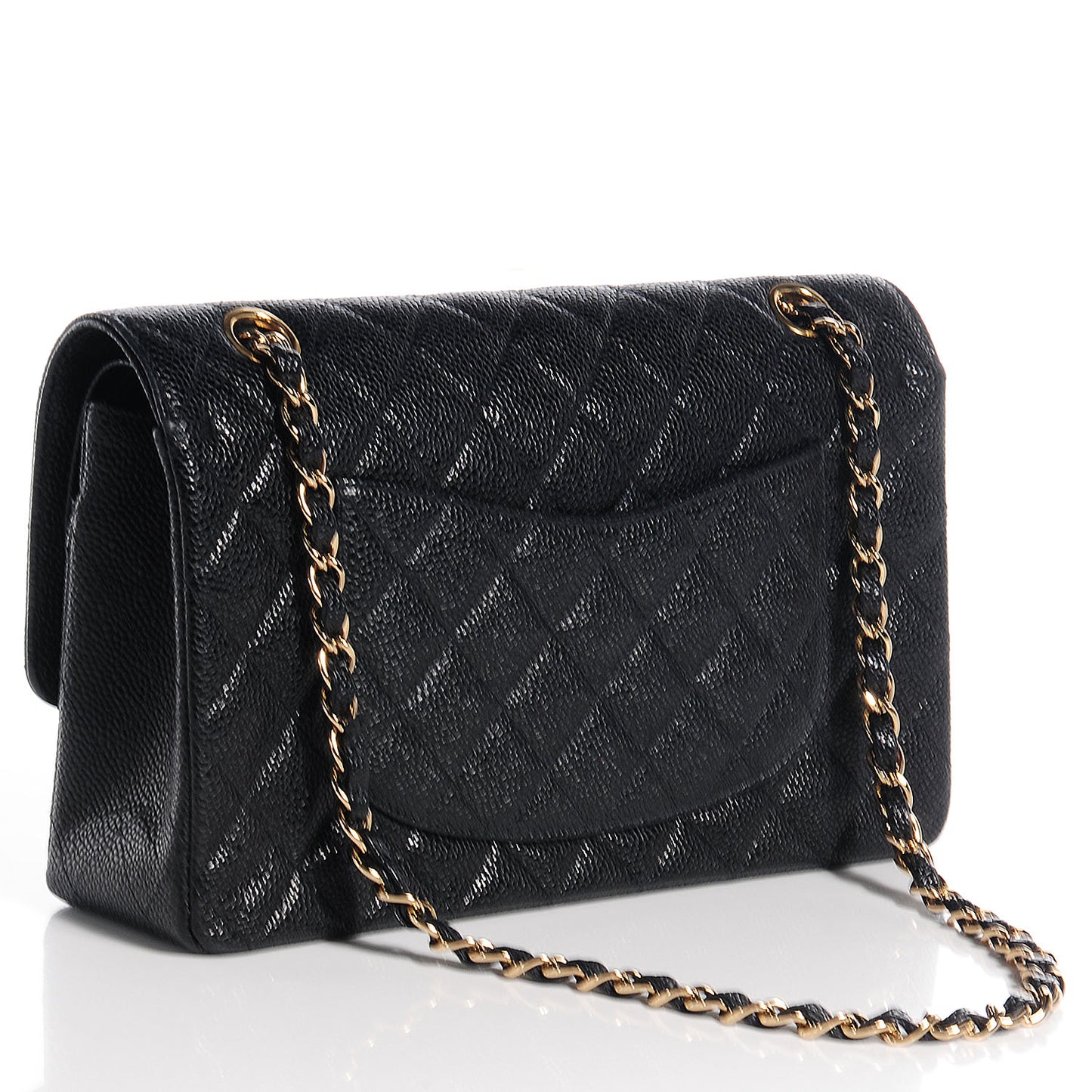Caviar Quilted Medium Double Flap Black