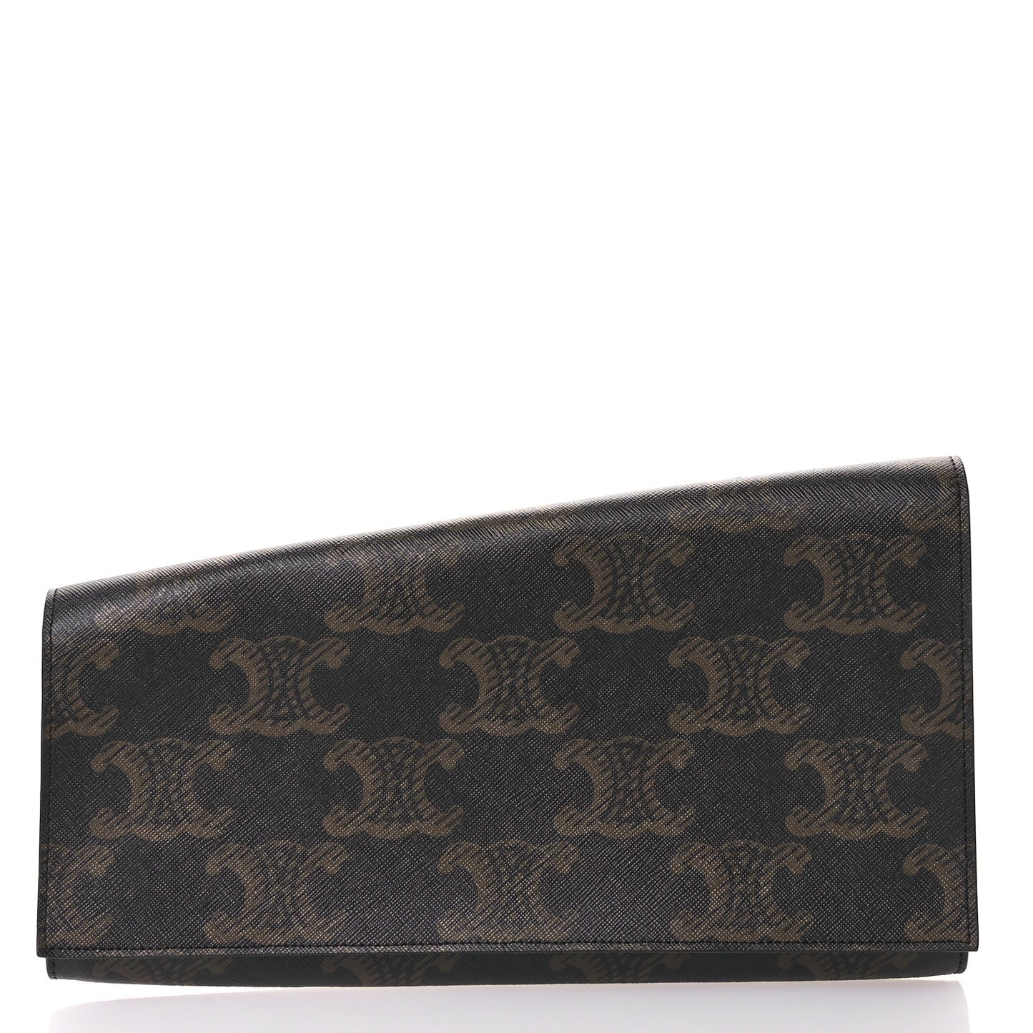Triomphe Canvas Asymmetric Clutch Tan