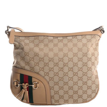 Gucci Monogram Horsebit Tassel Messenger Bag 1 of 7