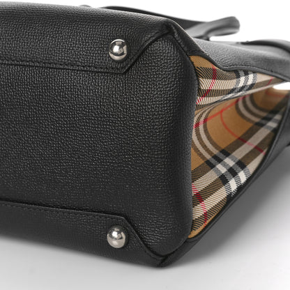Burberry Grainy Calfskin Vintage Check Medium Banner Tote Black 6 of 7