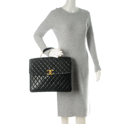 Chanel Lambskin Quilted Briefcase Laptop Bag Black 2 of 12