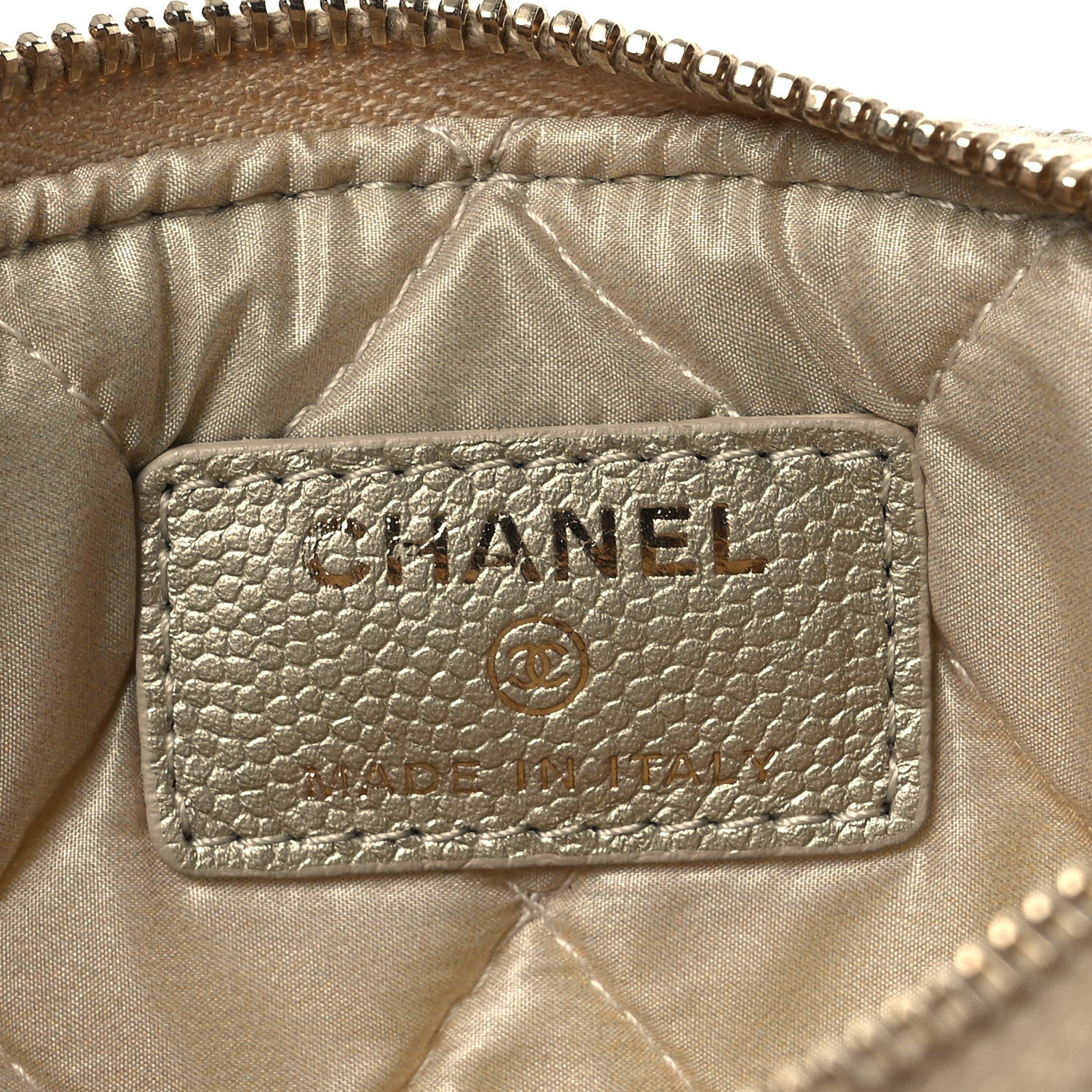 Chanel Metallic Caviar Quilted Small Cosmetic Case Gold 6 of 7