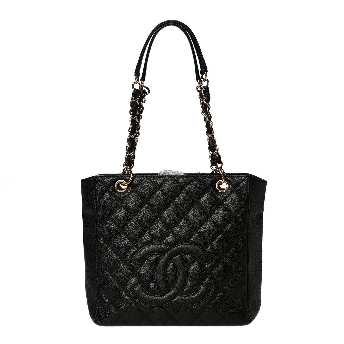 Caviar Quilted Petit Shopping Tote PST Black
