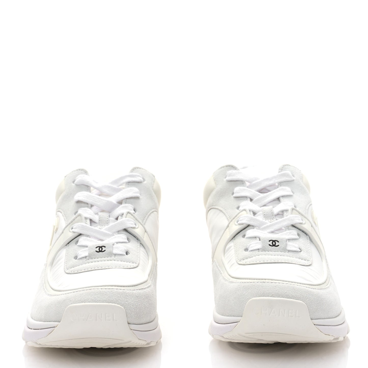 Suede Calfskin Fabric CC Sneakers 38.5 White