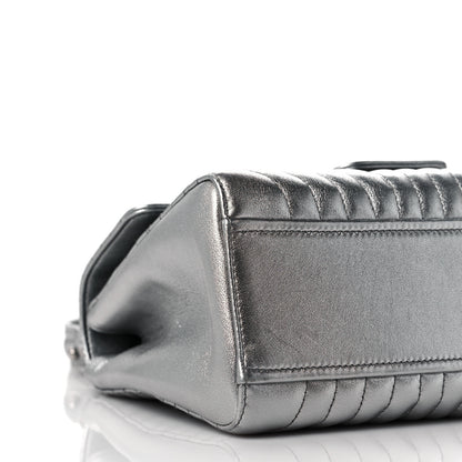 Prada Metallic Nappa Impunture Diagramme Flap Top Handle Bag Cromo 7 of 9