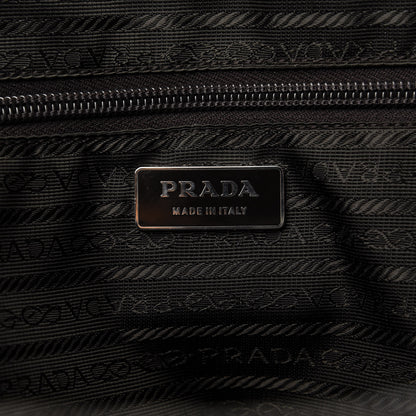 Prada Tessuto Nylon Calfskin Lizard Embossed Tote Ebano 8 of 9