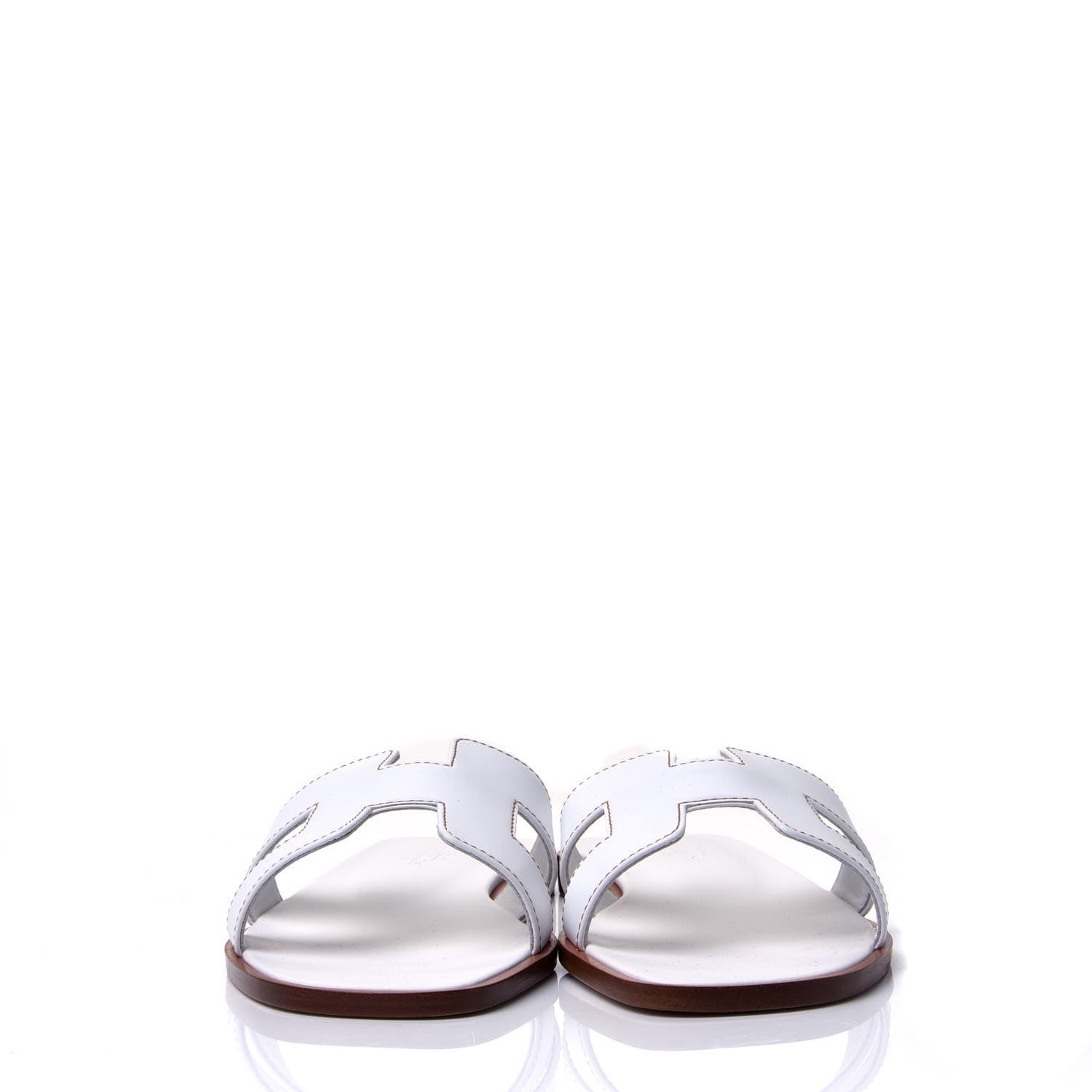 Hermes Box Calfskin Oran Sandals 37.5 White 2 of 10