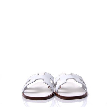 Hermes Box Calfskin Oran Sandals 37.5 White 2 of 10
