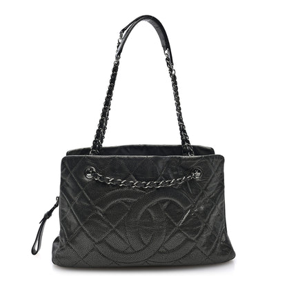 Chanel Metallic Caviar Quilted Timeless CC Shopping Tote Dark Grey 1 of 9
