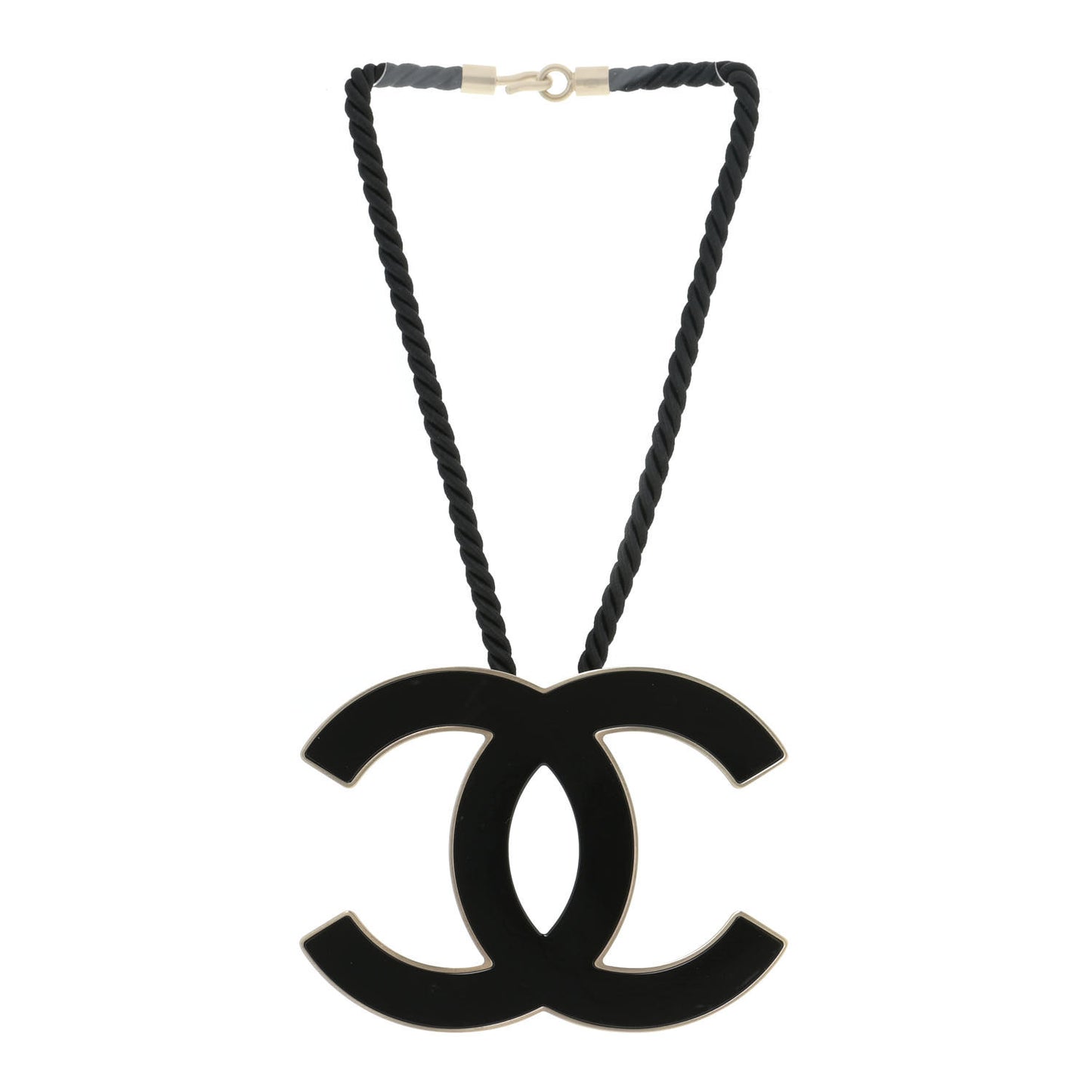 Enamel CC Rope Necklace Black