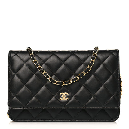 Chanel Lambskin Quilted Wallet On Chain WOC Black 1 of 12