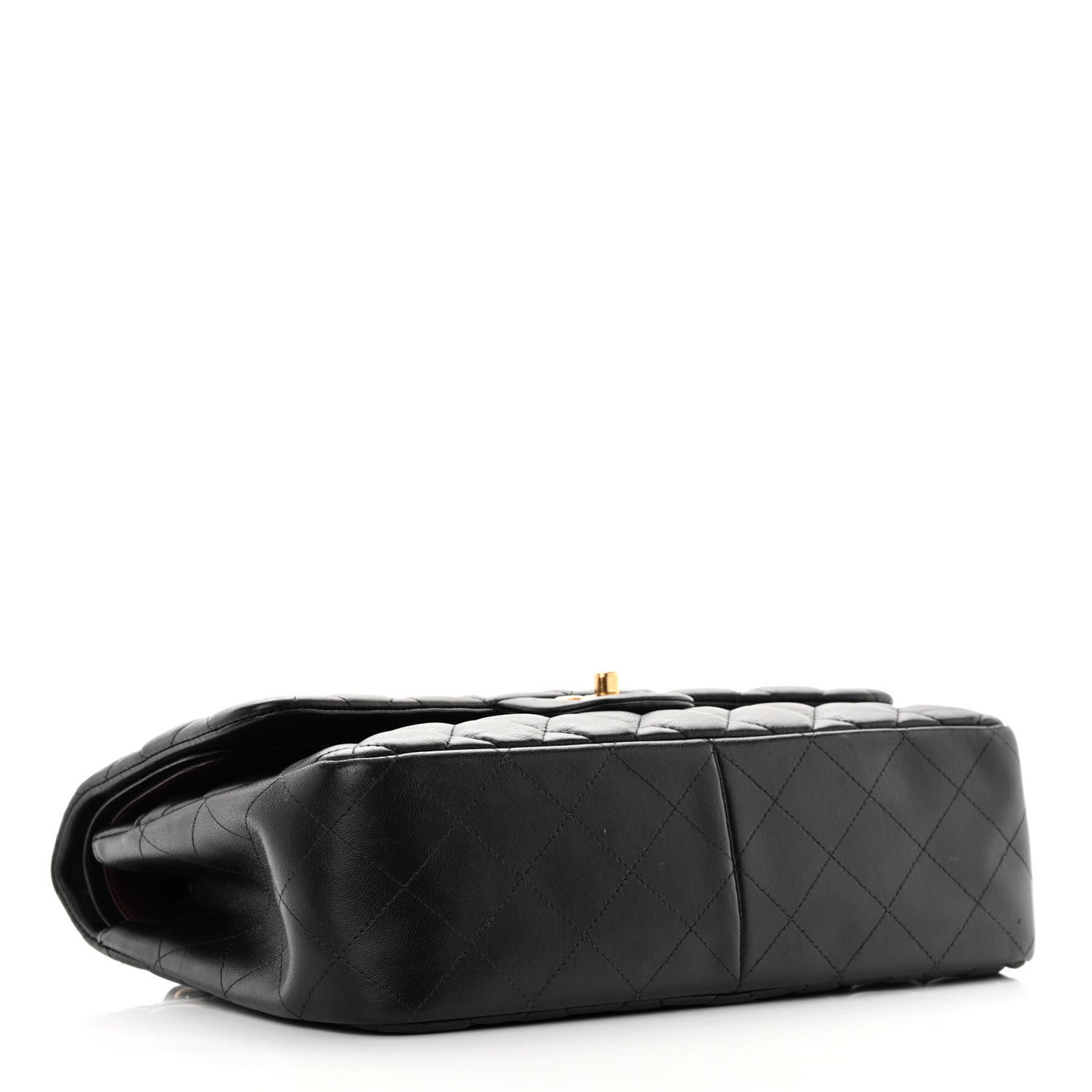 Lambskin Quilted Jumbo Double Flap Black