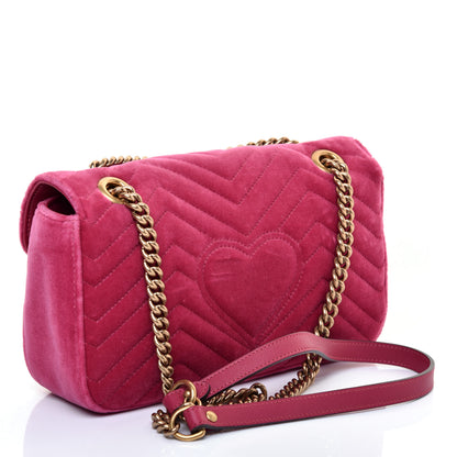 Gucci Velvet Matelasse Small GG Marmont Shoulder Bag Light Raspberry Rose 3 of 10