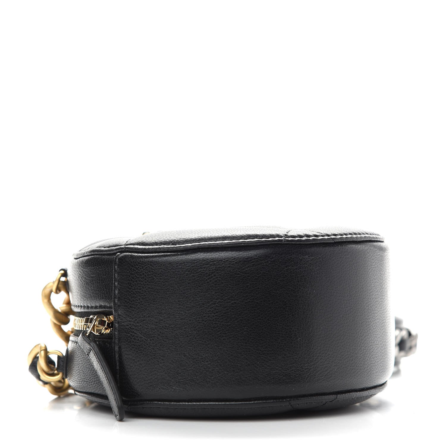 Chanel Shiny Goatskin Quilted Chanel 19 Round Clutch With Chain Black 4 of 9