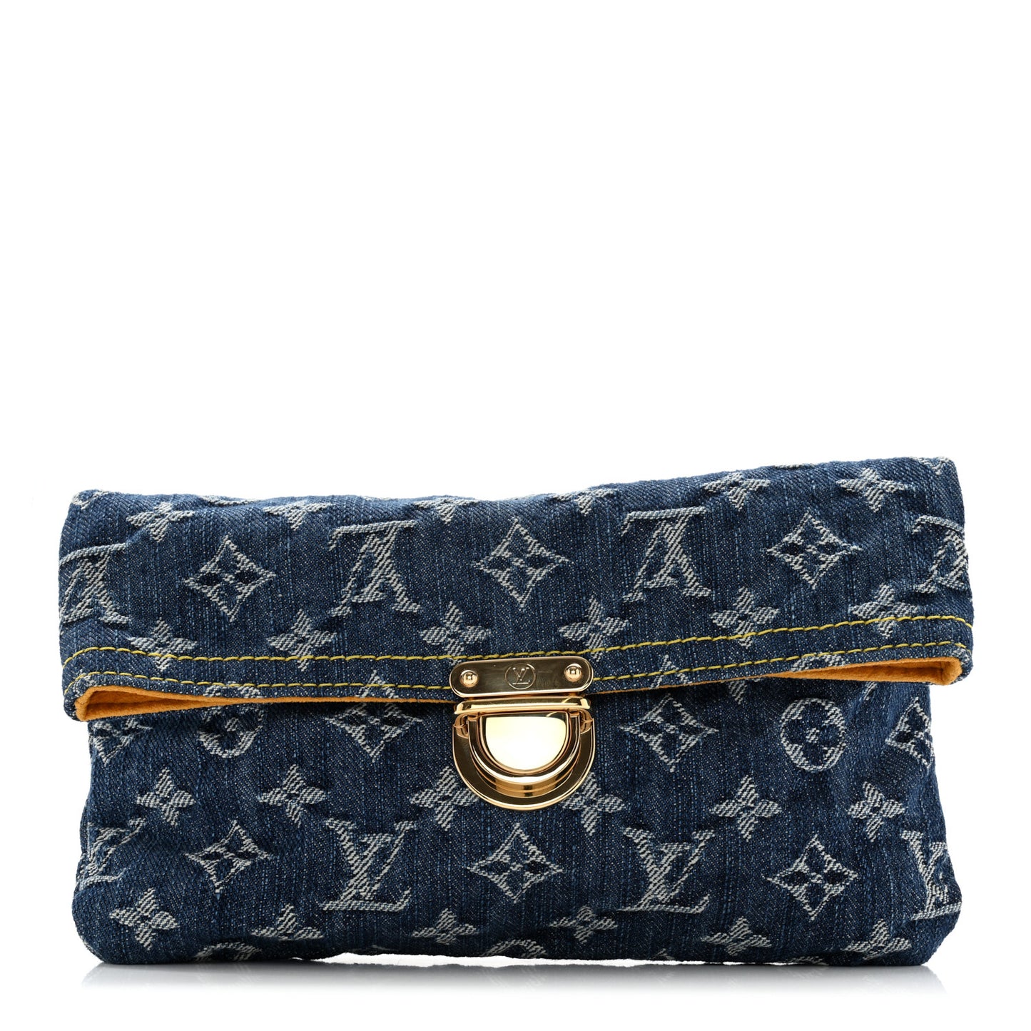 Monogram Denim Pochette Plat Clutch Blue