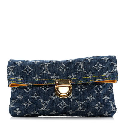 Louis Vuitton Monogram Denim Pochette Plat Clutch Blue 1 of 9