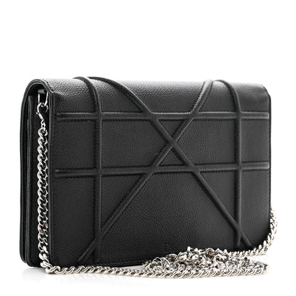 Christian Dior Grained Calfskin Diorama Wallet on Chain Pouch Black 3 of 10