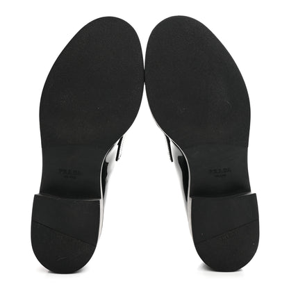 Prada Vernice Triangle 50mm Loafers 38.5 Black 6 of 9