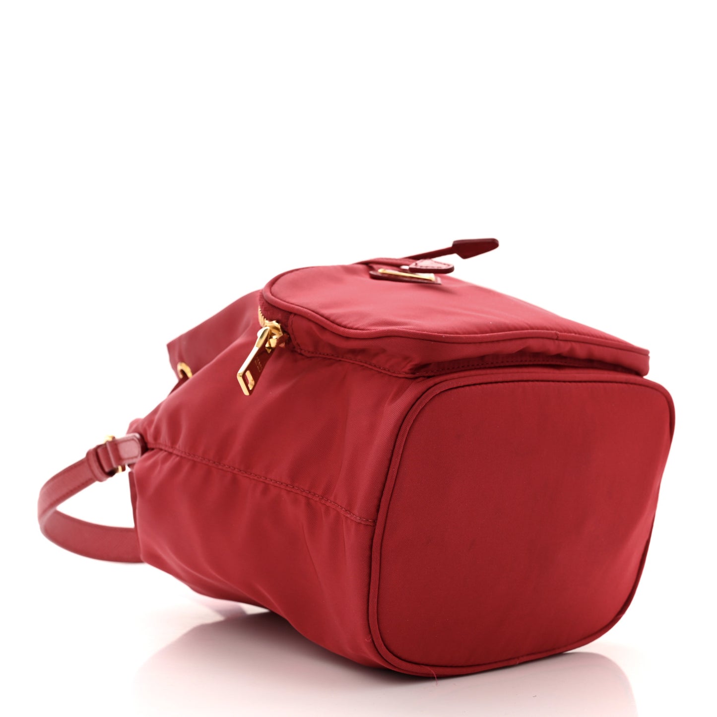 Saffiano Tessuto Nylon Mini Bucket Crossbody Bag Fuoco