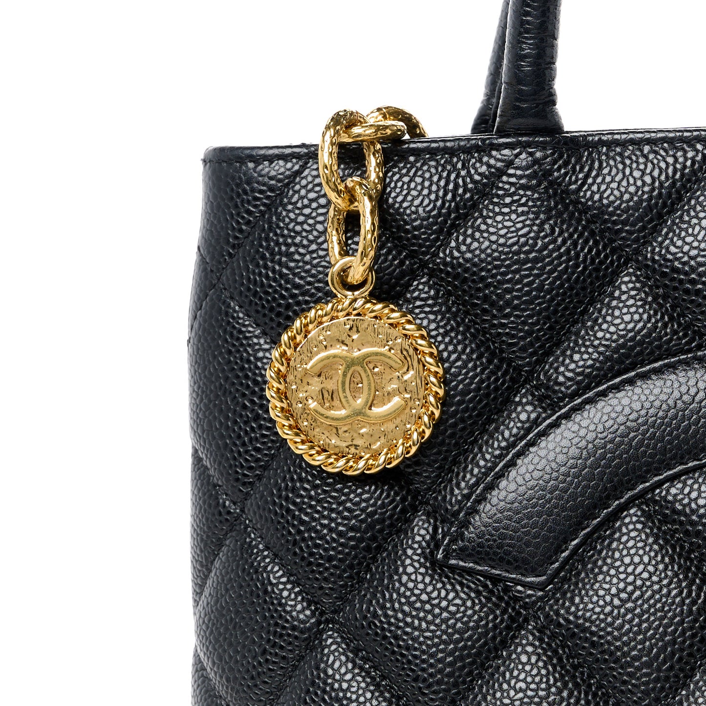 Caviar Quilted Medallion Tote Black
