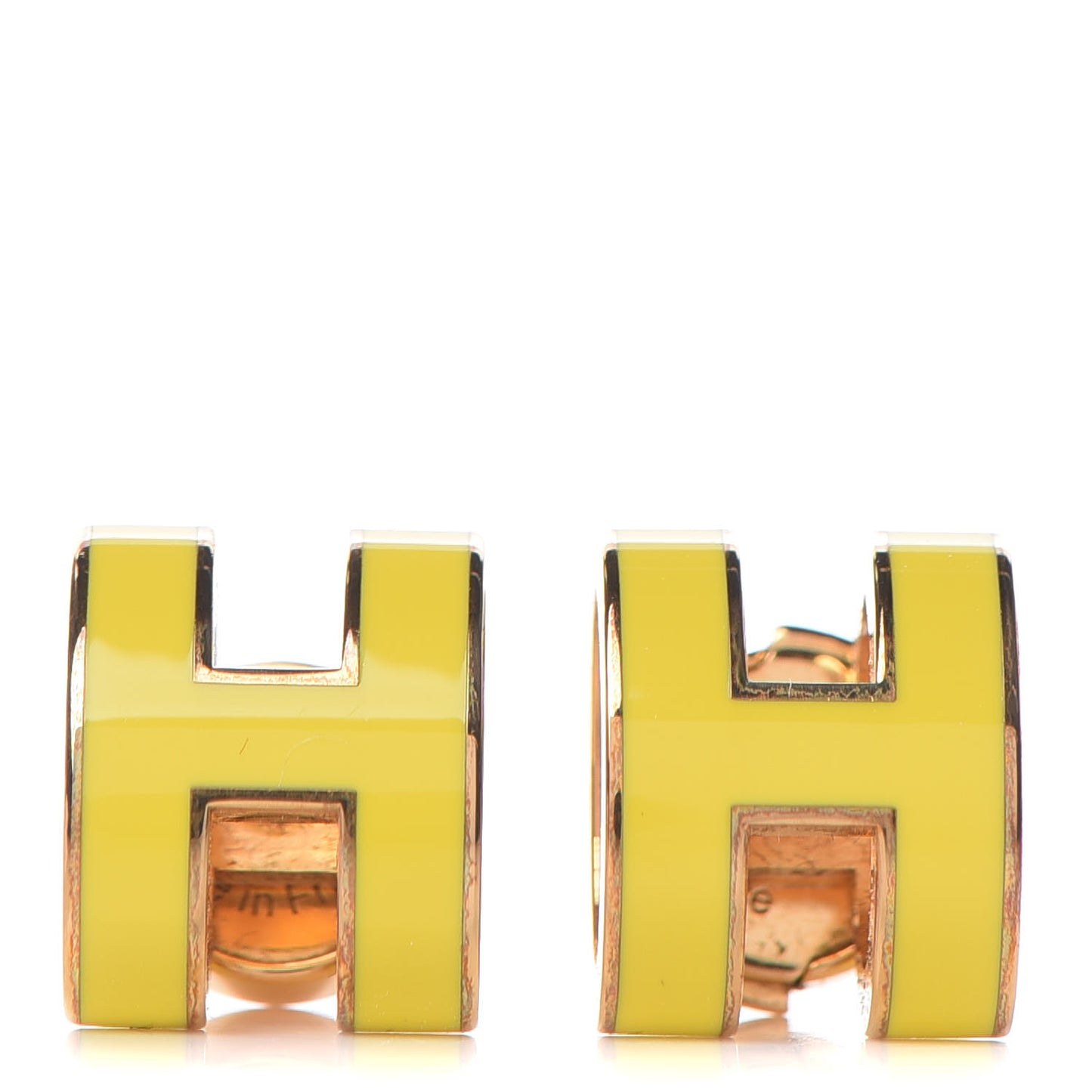 Gold Lacquered Pop H Earrings Jaune Sature