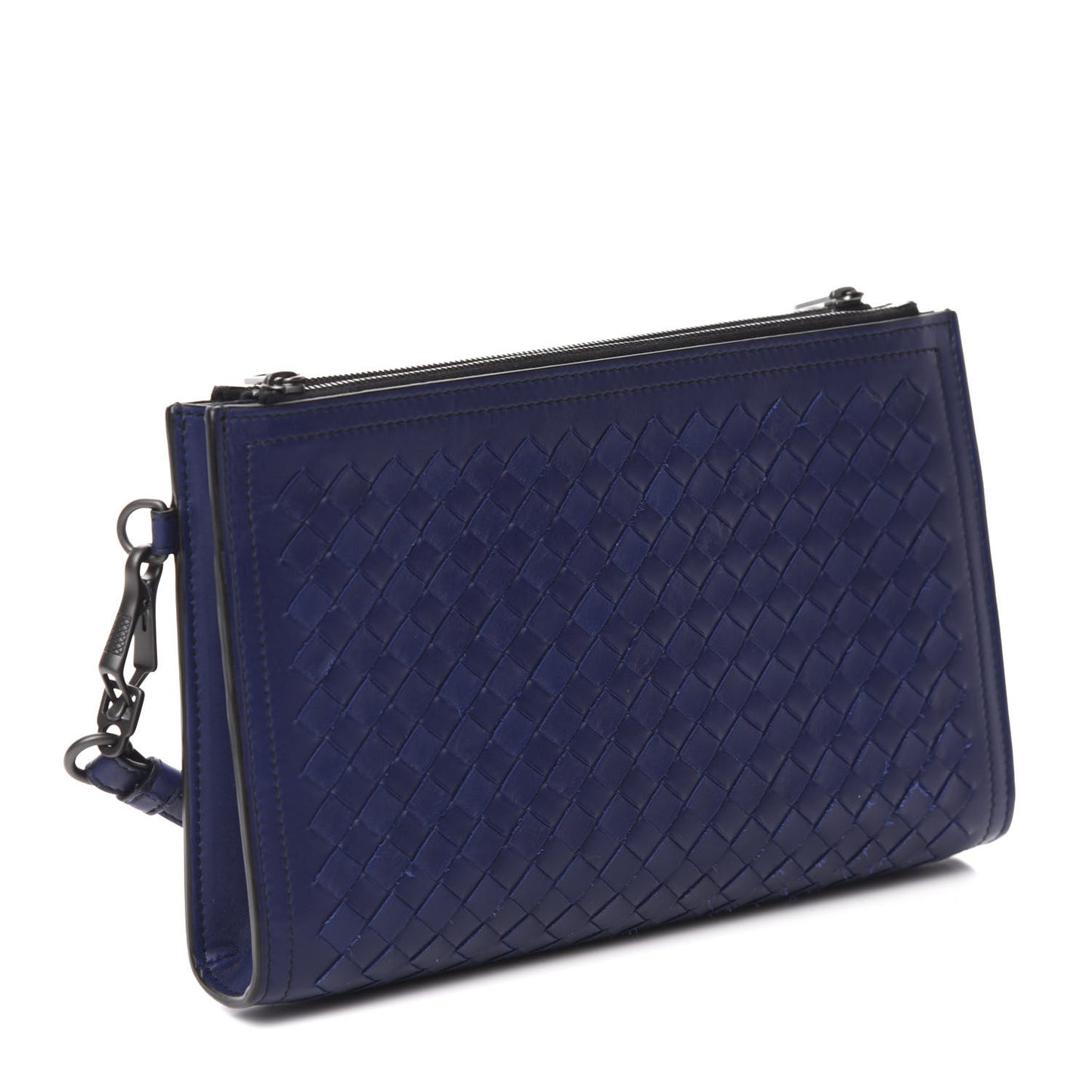 Nappa Intrecciato Wristlet Zip Wallet Atlantic