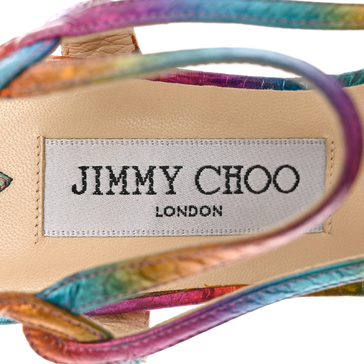 Jimmy Choo Calfskin Python Embossed Ankle Strap Sandals 37.5 Multicolor 6 of 12