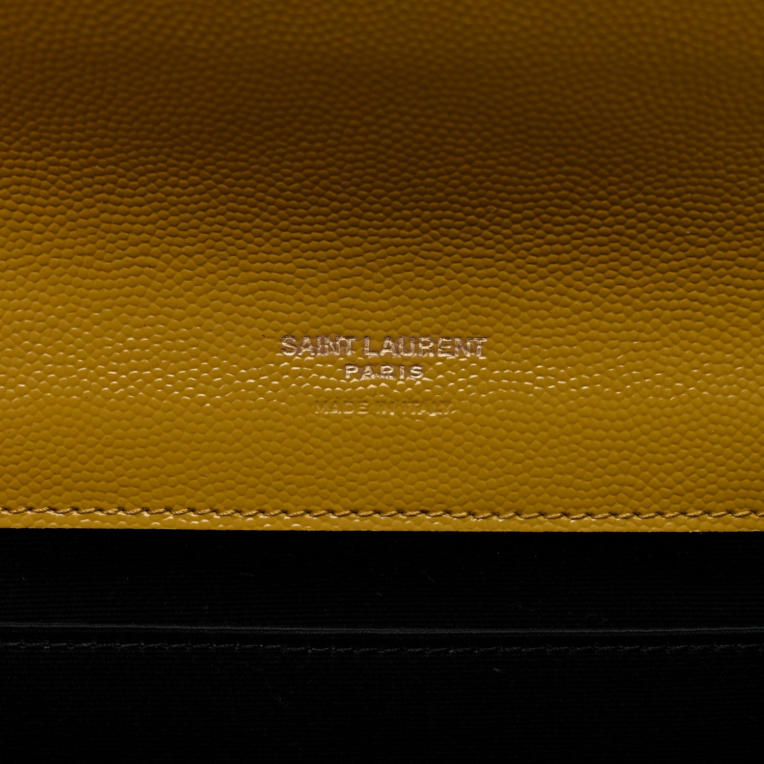 Saint Laurent Grain De Poudre Matelasse Chevron Monogram Envelope Clutch Mustard 6 of 8