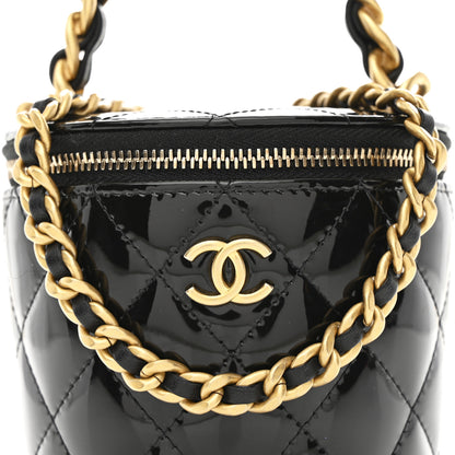 Chanel Patent Quilted Afternoon Tea Top Handle Vanity Case With Chain Black 8 of 10