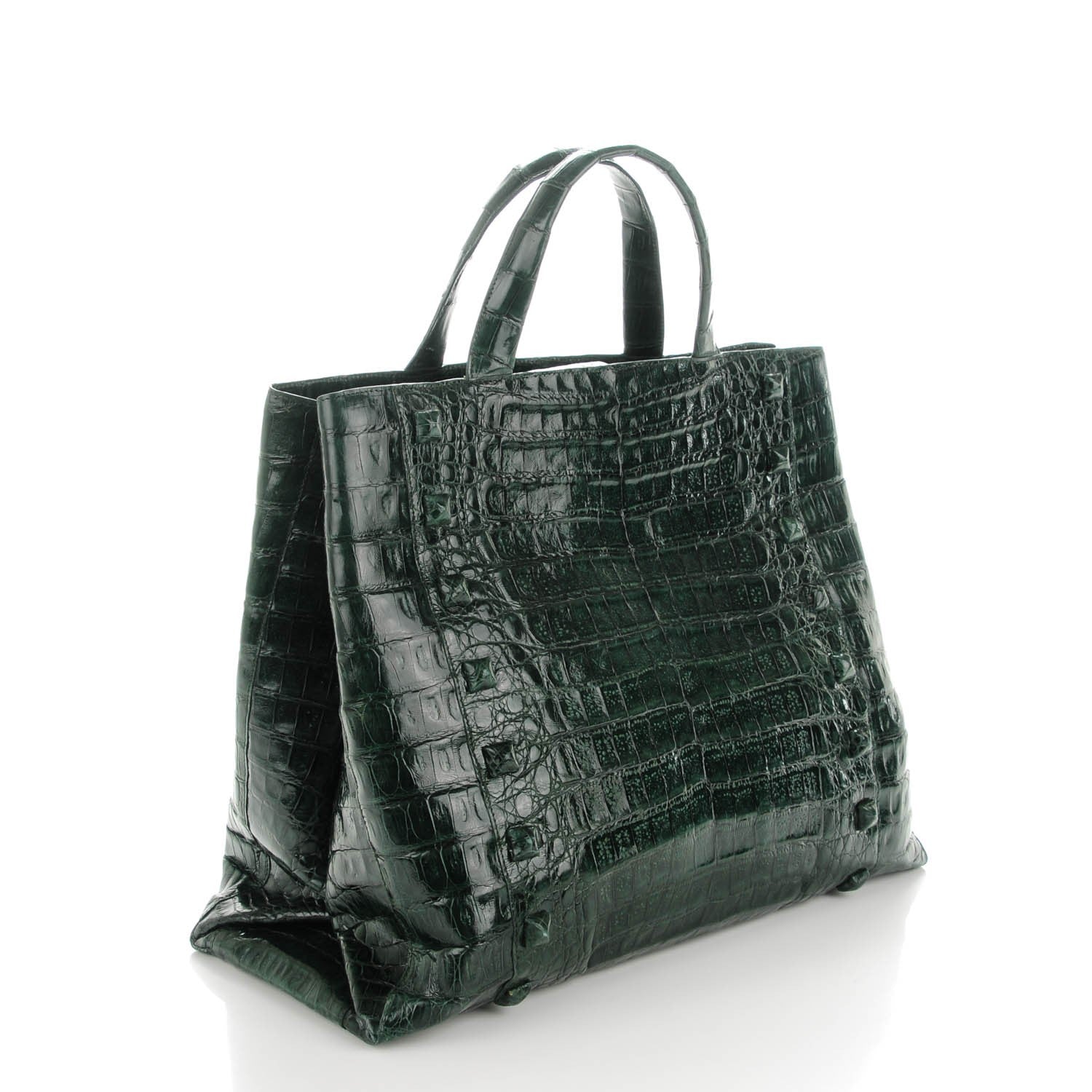 Nancy Gonzalez Crocodile Large Studded Tote Green 3 of 7
