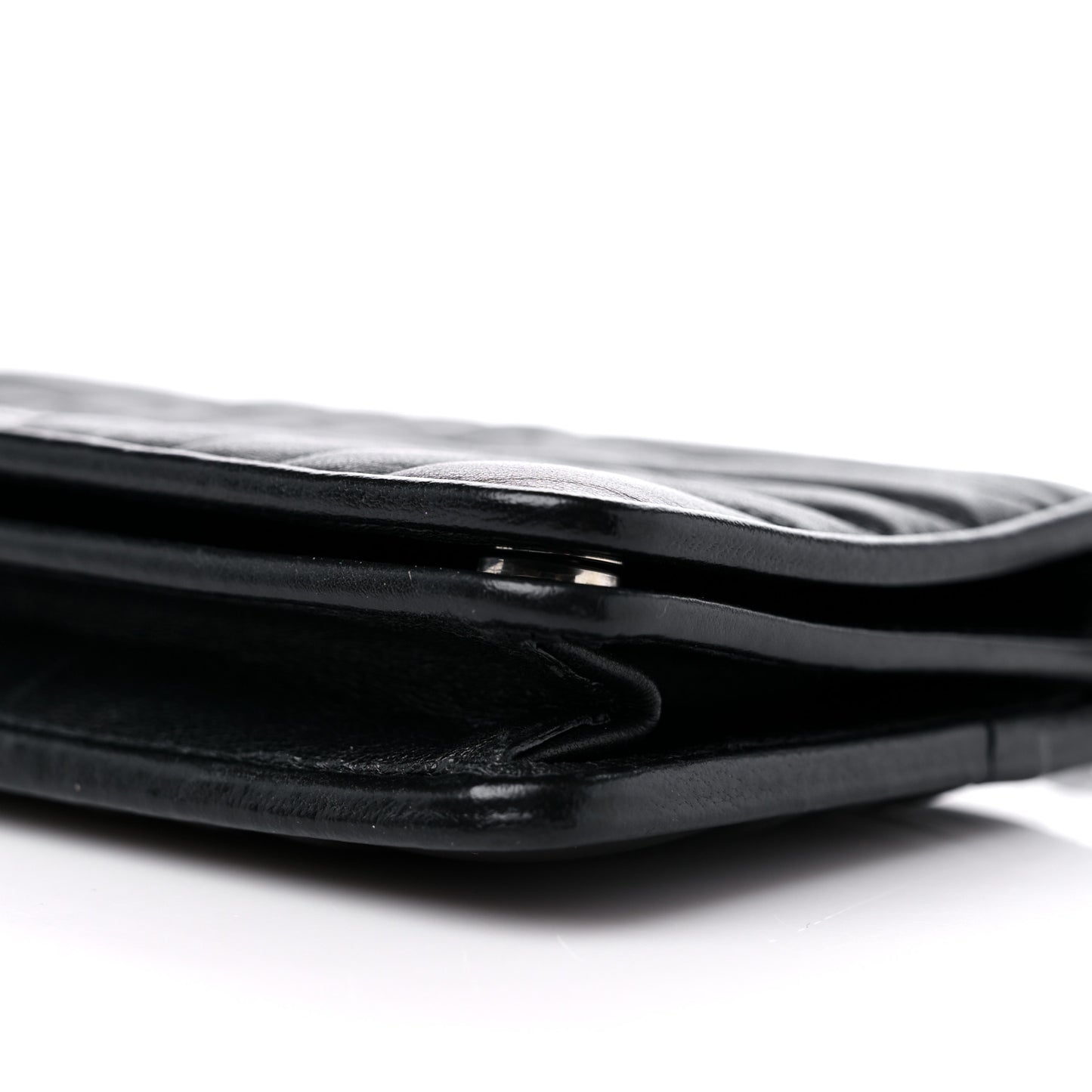 Soft Calfskin Impunture Diagramme Chain Wallet Black