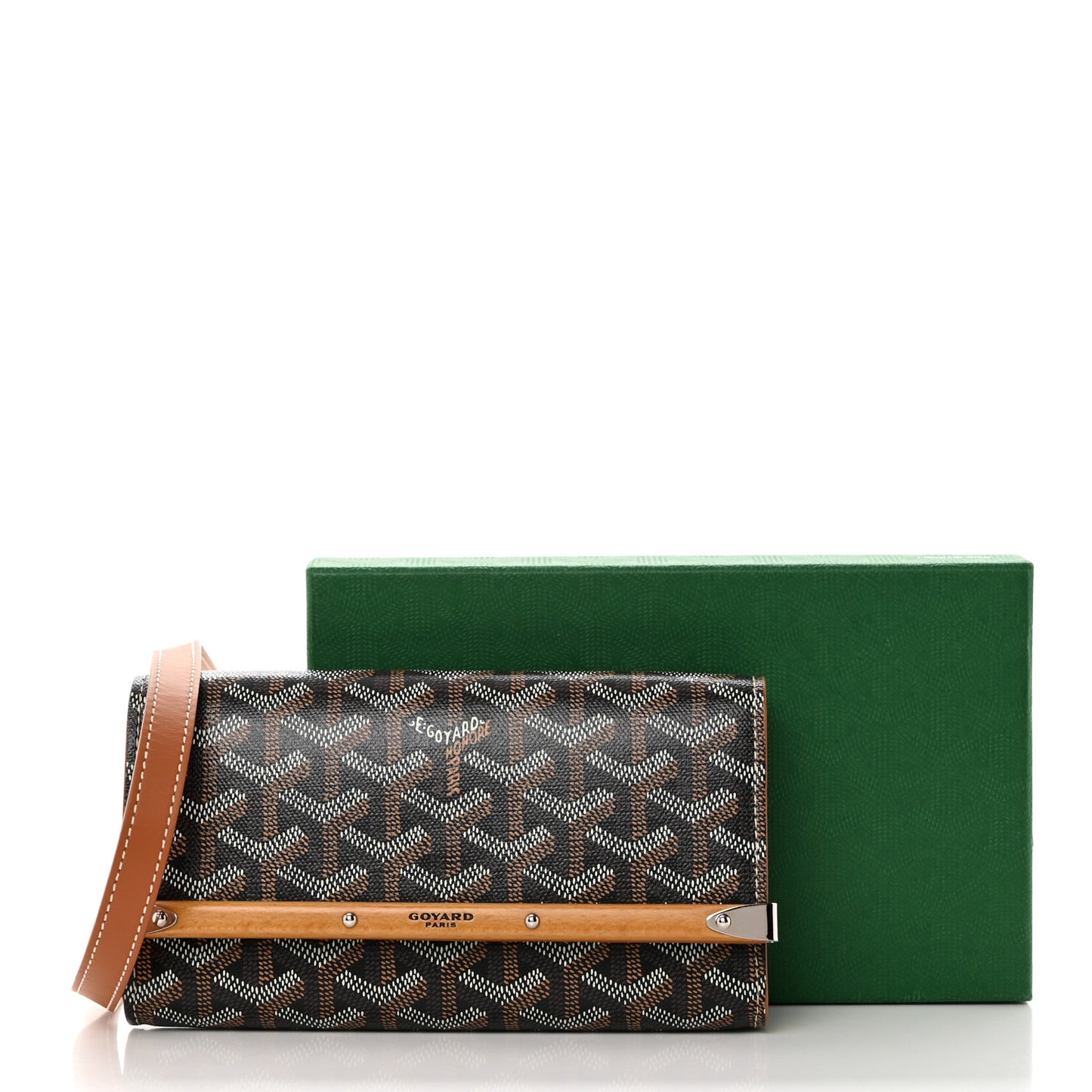 Goyardine Monte Carlo Bois Clutch With Strap Black