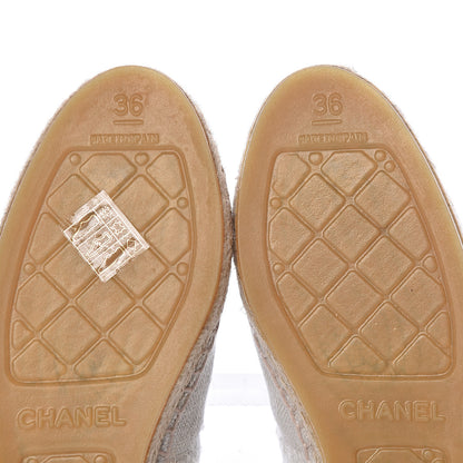 Chanel Linen CC Espadrilles 36 Beige Black 10 of 11