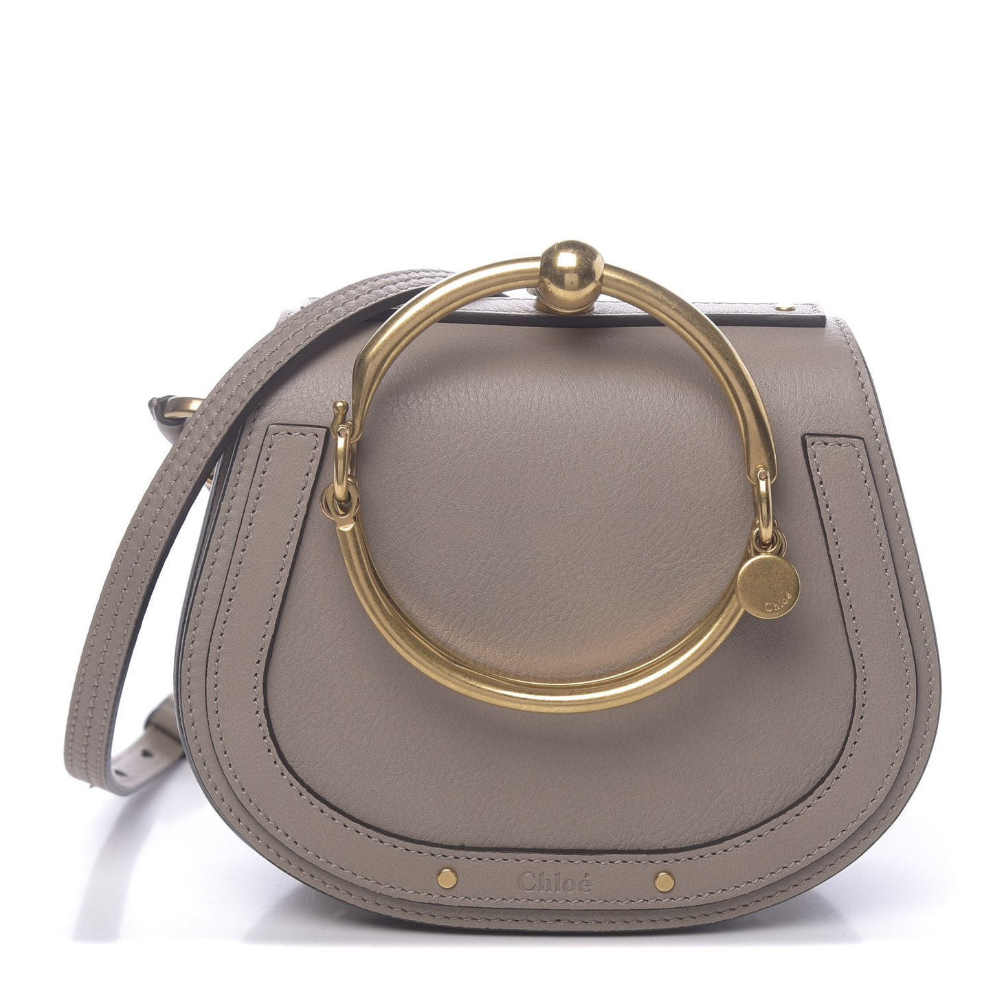 Calfskin Suede Small Nile Bracelet Bag Motty Grey