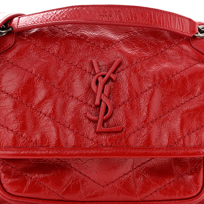 Saint Laurent Crinkled Calfskin Matelasse Monogram Baby Niki Chain Satchel Rouge Eros 8 of 13