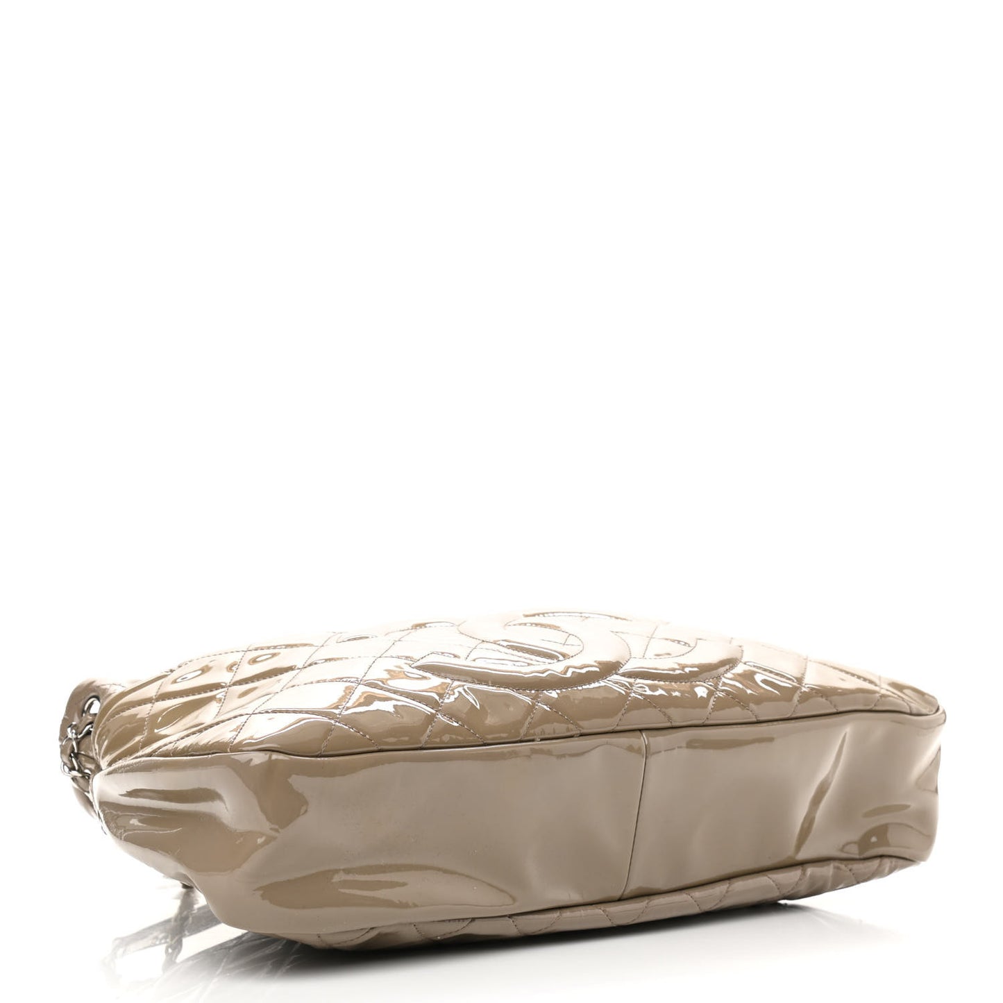 Patent Quilted Timeless CC Soft Tote Beige