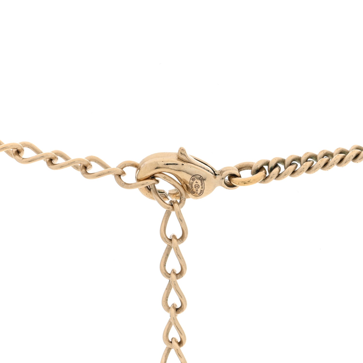 Chanel Pearl Baguette Crystal CC Medallion Necklace Gold 3 of 4