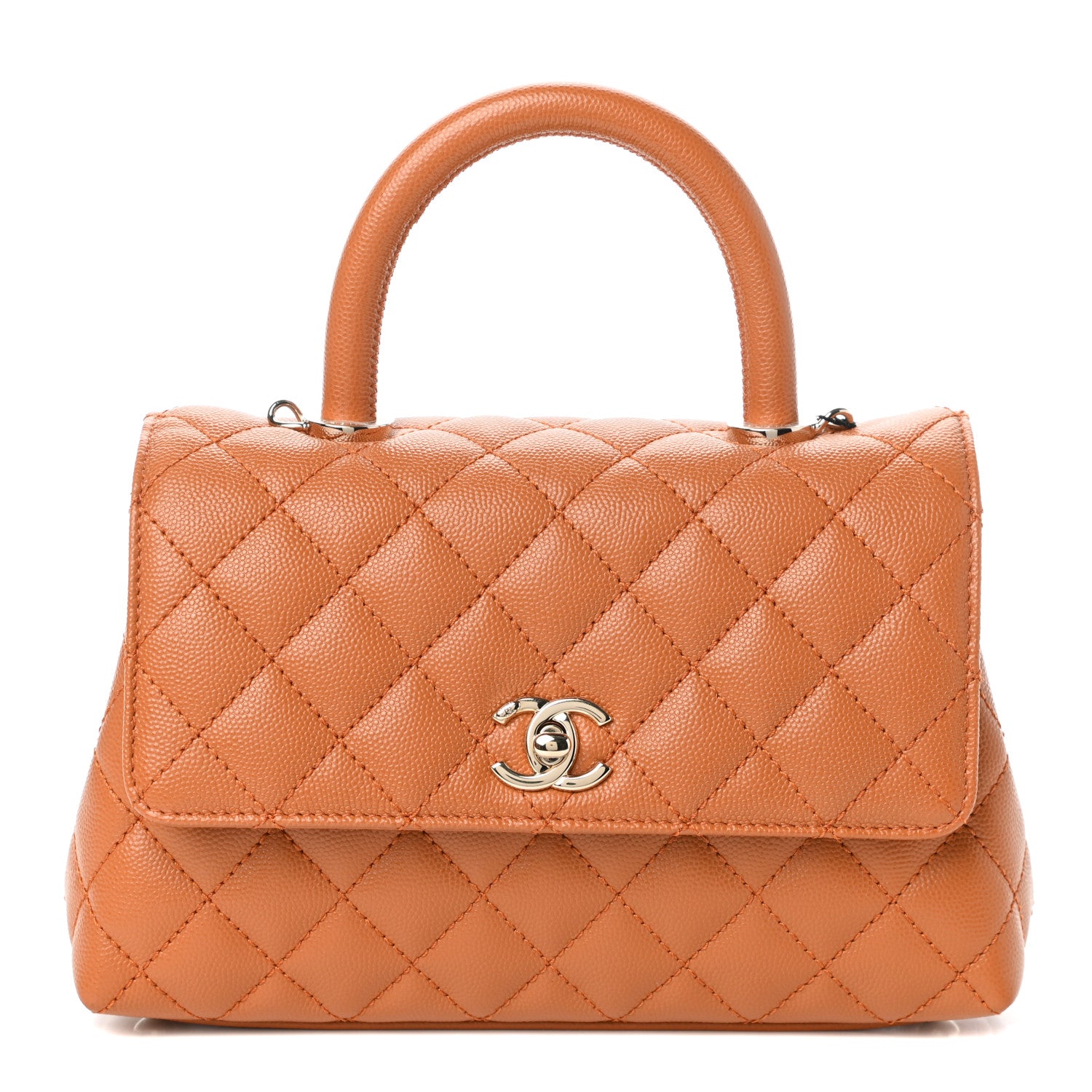 Chanel Caviar Quilted Mini Coco Handle Flap Light Brown 1 of 9