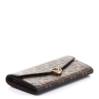 Fendi Vitello Soft F is Fendi Bi-Color FF 1974 Embossed Continental Envelope Wallet Maya Black 4 of 10