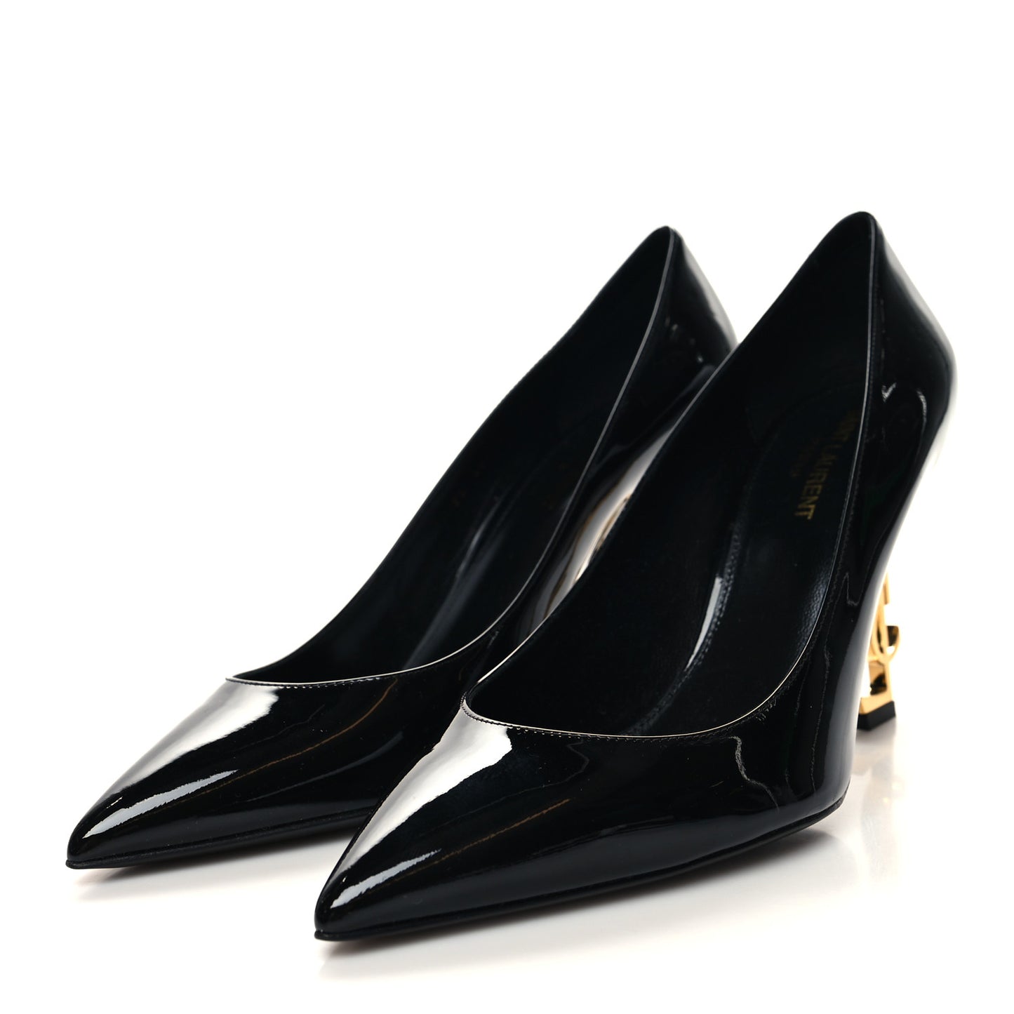 Patent Calfskin Opyum 85 Pumps 39.5 Black Gold